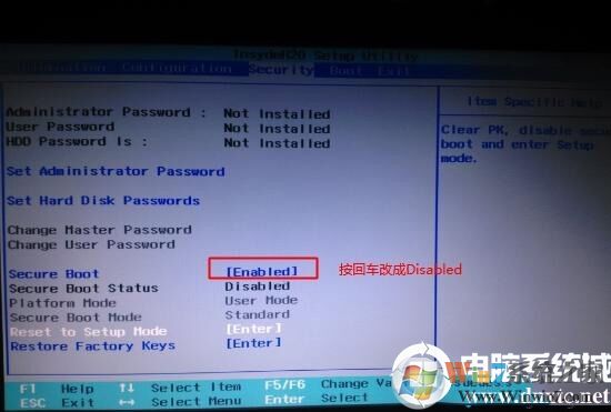 Secure Boot回車設(shè)置成Disabled Secure Boot回車設(shè)置成Disabled