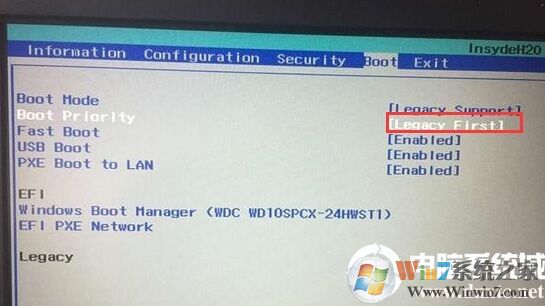 把Boot Priority設(shè)置成Legacy First 把Boot Priority設(shè)置成Legacy First