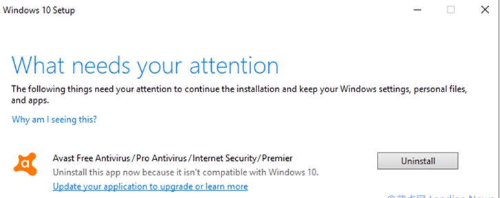 微軟阻止AVAST/AVG殺毒軟件用戶升級(jí)Win10 1909因?yàn)榧嫒輪栴}