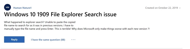 win10 1909新BUG,文件資源管理器搜索右鍵無法點(diǎn)擊
