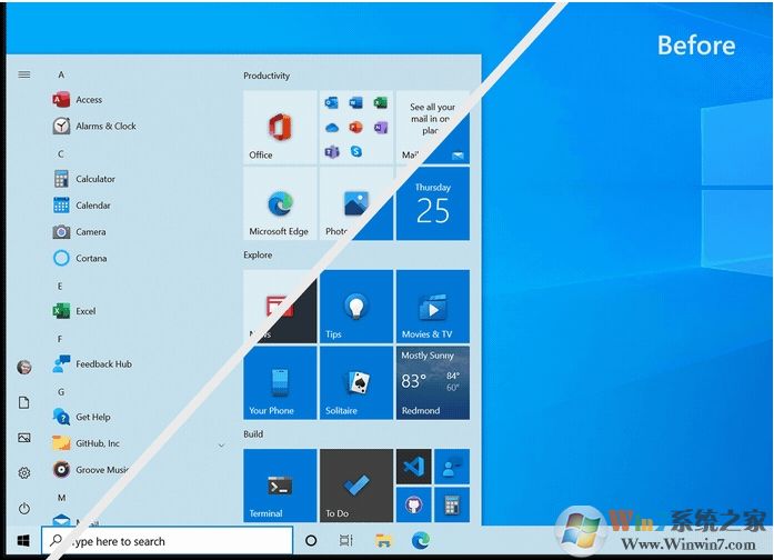 Win10新版開始菜單發(fā)布:刪除動態(tài)磁貼換成主題感知磁貼