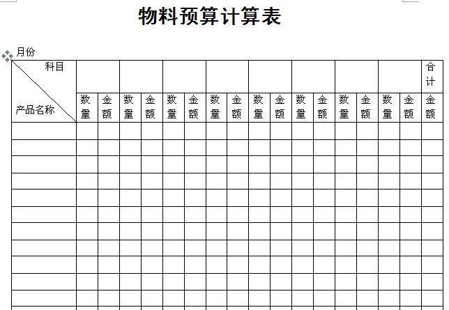 財務(wù)預(yù)算表范本