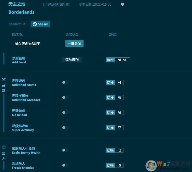 無主之地十九項修改器