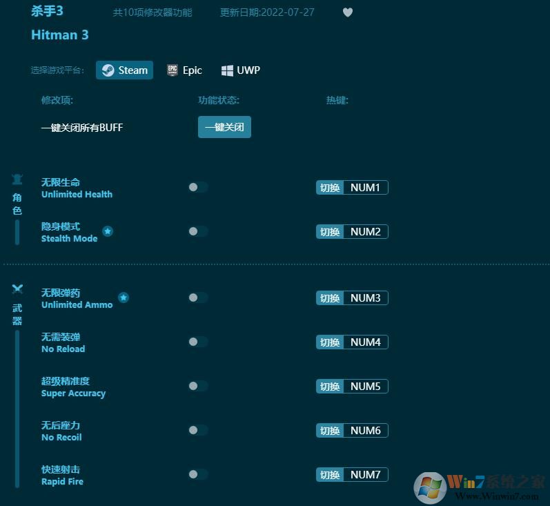 殺手3十項(xiàng)修改器 v2022.7免費(fèi)版