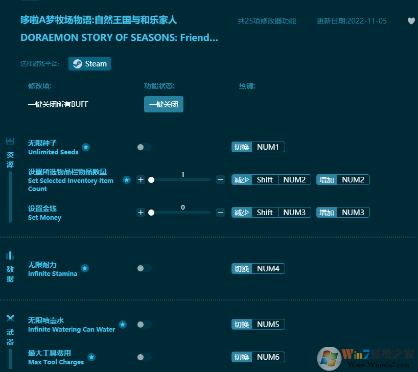 哆啦A夢牧場物語自然王國與和樂家人二十五項(xiàng)修改器