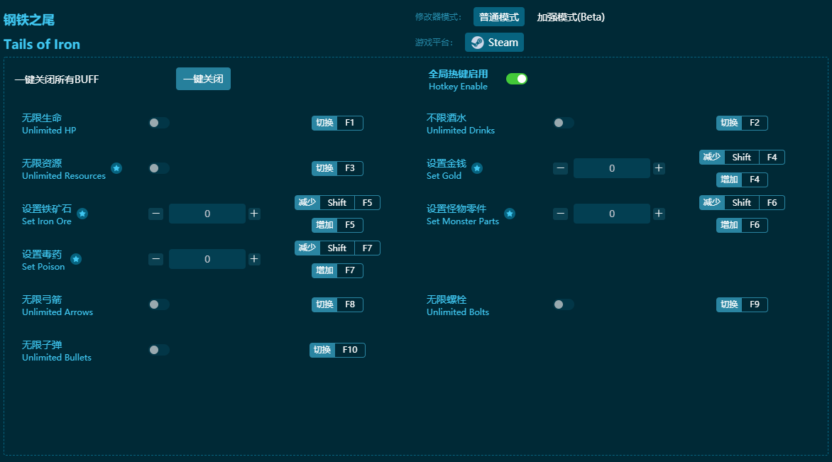 鋼鐵之尾十項修改器 v2024最新版