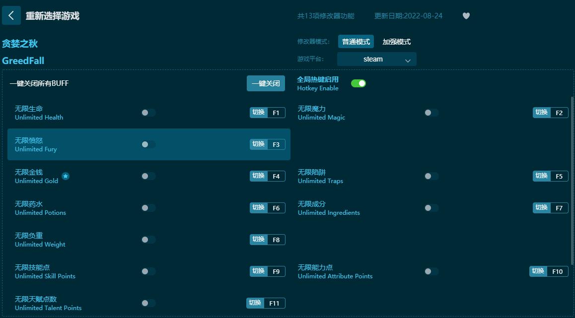 貪婪之秋十三項(xiàng)修改器