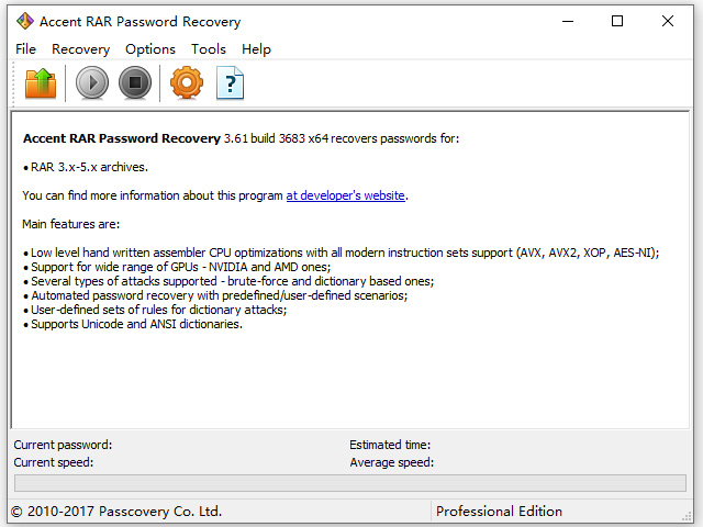 accent rar password recovery Pro